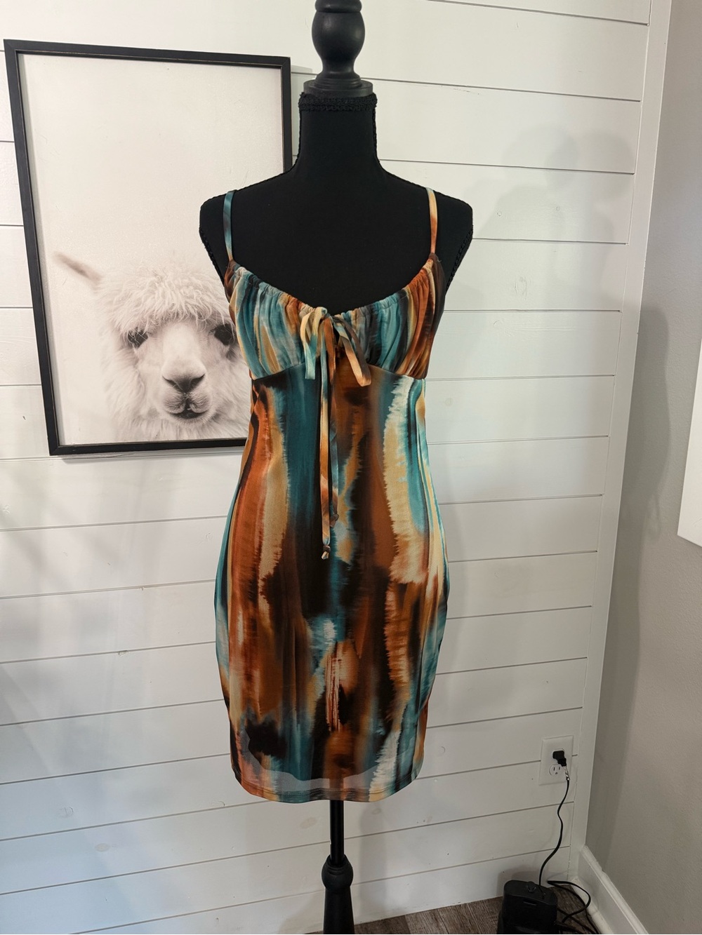 Ragstock Multicolor Tie Dye Bodycon Babydoll Mini Dress M Y2K 90s